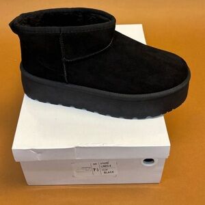 Black Suede Platform Ankle Boots